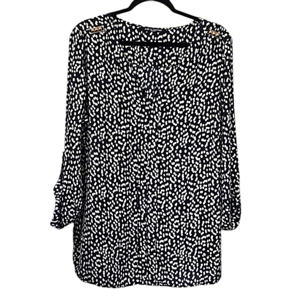 Zac & Rachel Woman Dark Blue V-Neck Pullover Roll-Tab 3/4 Sleeve Tunic Size 1X
